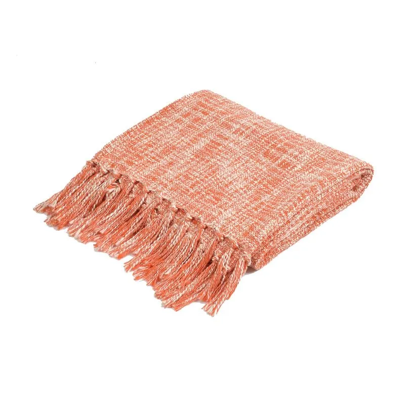 Fashion Throw 100% Cotton Handloom Throw Soft Blanket (FT_01) for Winter Warm Comforter/Throw | AC Blanket Sofa Couch Throw/Blanket_(50 x60 inch)_Orange/White