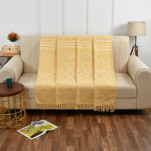 Fashion Throw 100% Cotton Handloom Throw Soft Blanket (FT_19) for Winter Warm Comforter/Throw | AC Blanket Sofa Couch Throw/Blanket_(125 x 150 Cms)_Yellow.