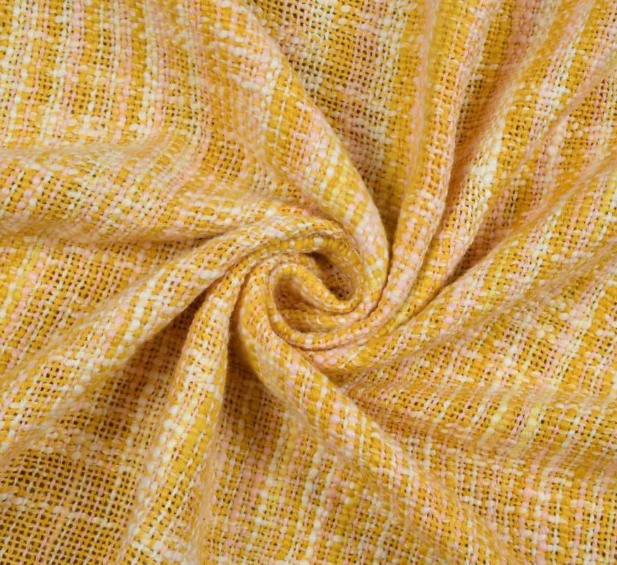 Fashion Throw 100% Cotton Handloom Throw Soft Blanket (FT_19) for Winter Warm Comforter/Throw | AC Blanket Sofa Couch Throw/Blanket_(125 x 150 Cms)_Yellow.