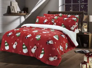 Festive Christmas Reversible Teddy Fleece Duvet Set with Faux Fur Warm Bedding in Single Double King Sizes by OLIVIA ROCCO