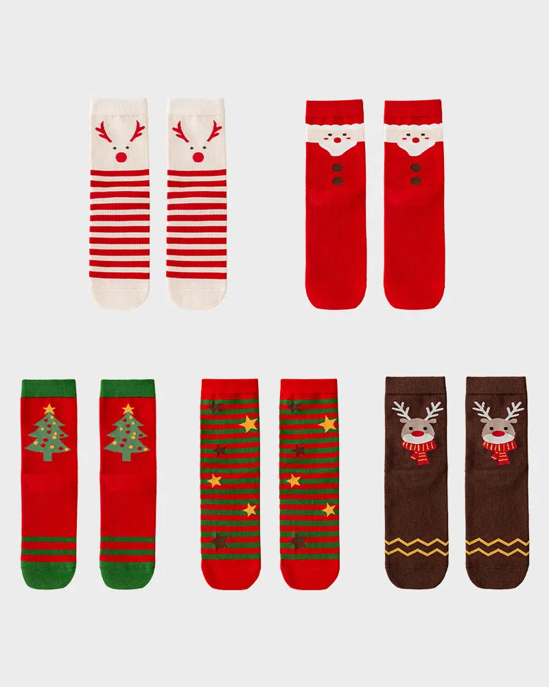 Festive Holiday Print Comfort Socks (5 Pack)