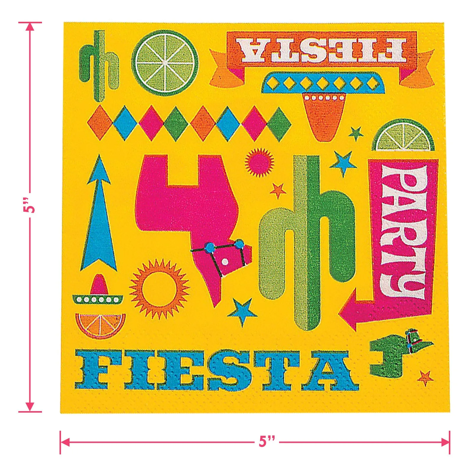 Fiesta Party Donkey Pinata Fringe Paper Plates and Beverage Napkins (Serves 16)