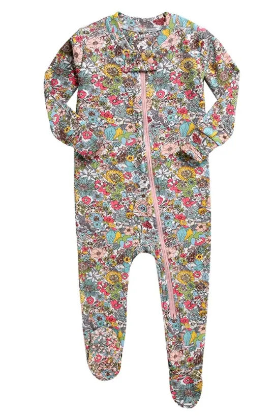 Floral Baby Footed Sleepers