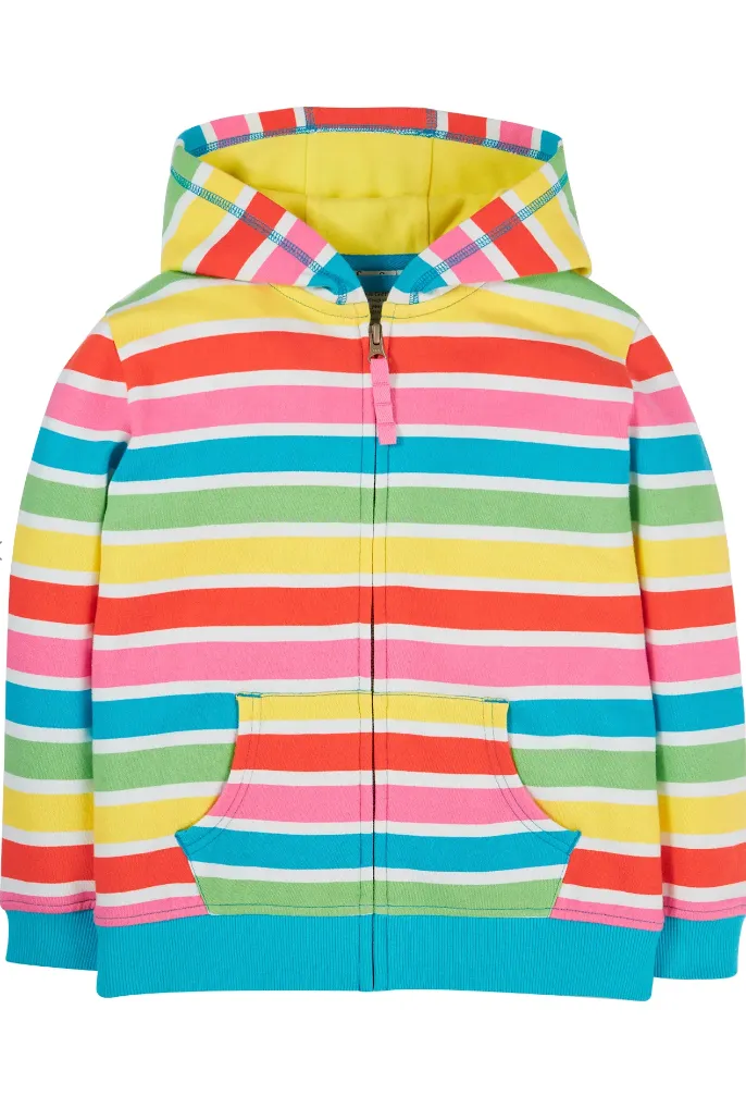 Frugi Switch Carbis Hoodie - Soft White Rainbow