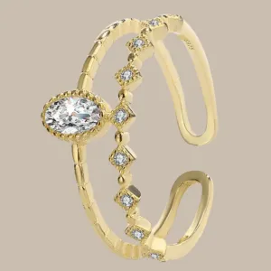 Genuine S925 Silver 14K Gold Ring