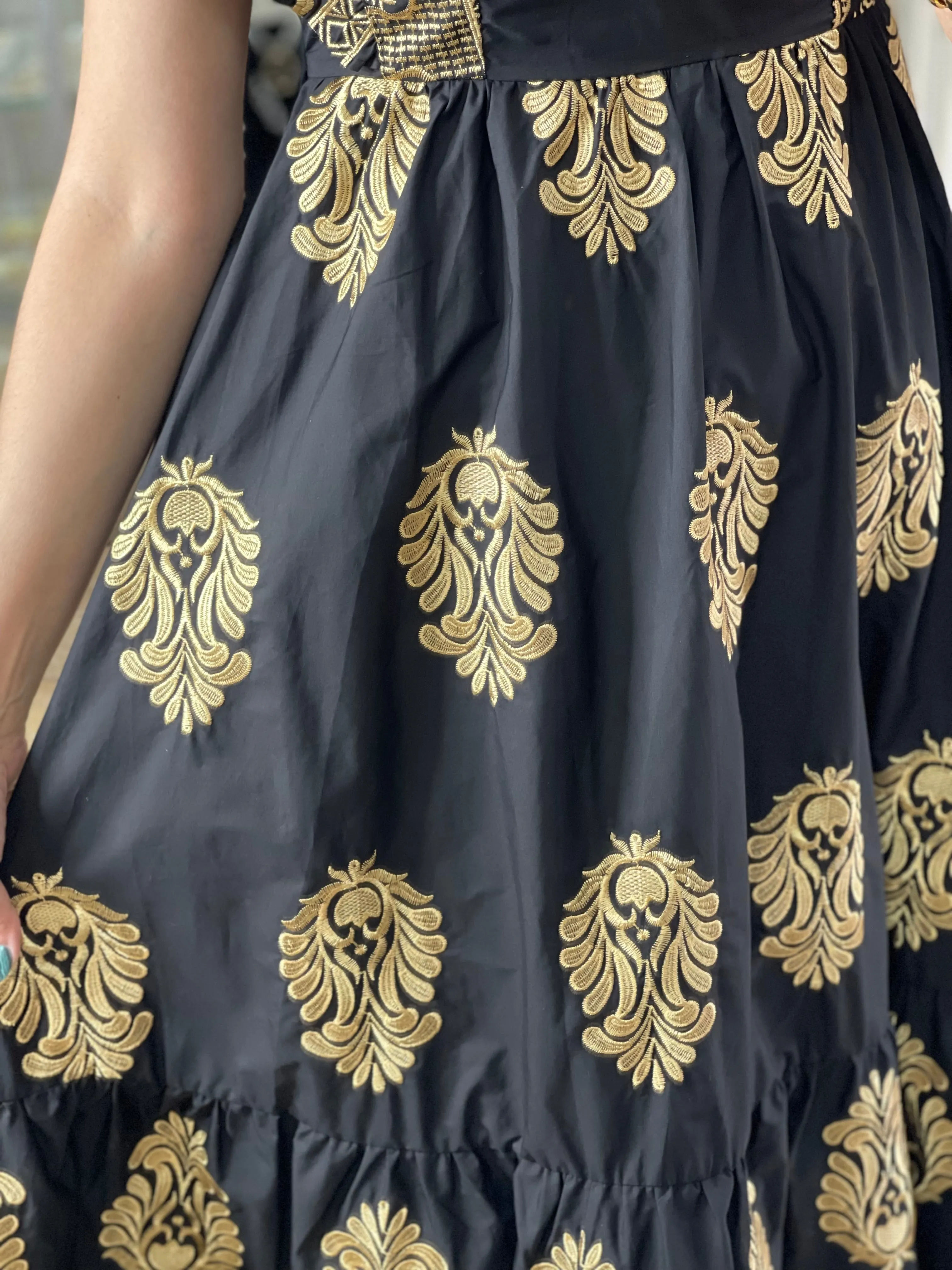 Gold Embroidered Details OS Dress