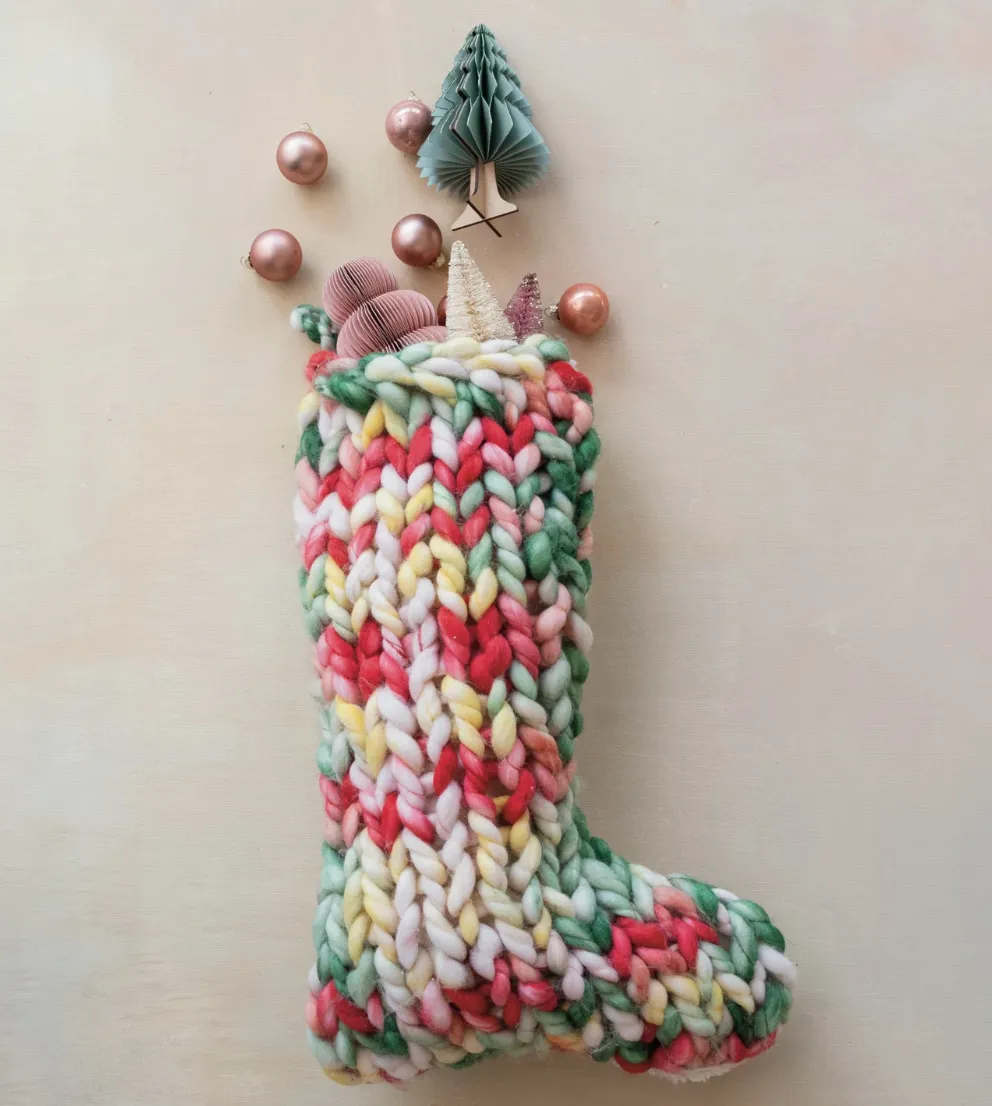 Hand-Woven Acrylic Knit Stocking