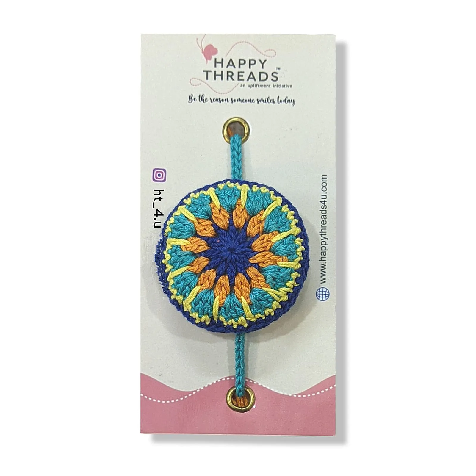 Happy Threads-Handmade Crochet  Mandala  Band- Blue, Green and Orange