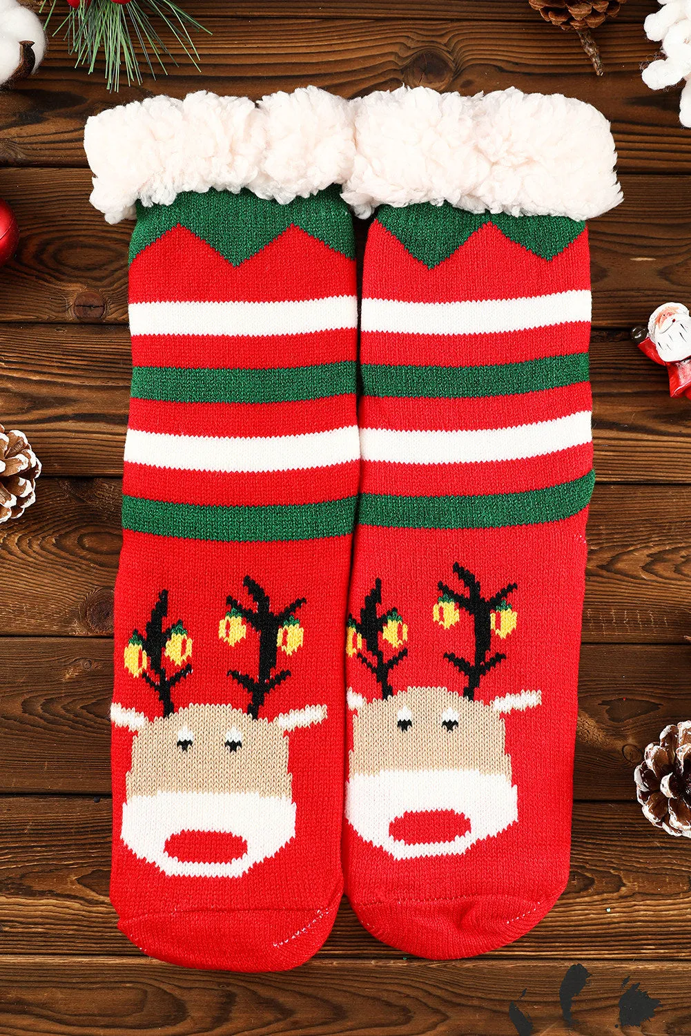 Holiday Socks for Women Christmas Cartoon Pattern Woolen Knit Socks