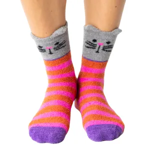 Hot Pink Cat Cozy Socks