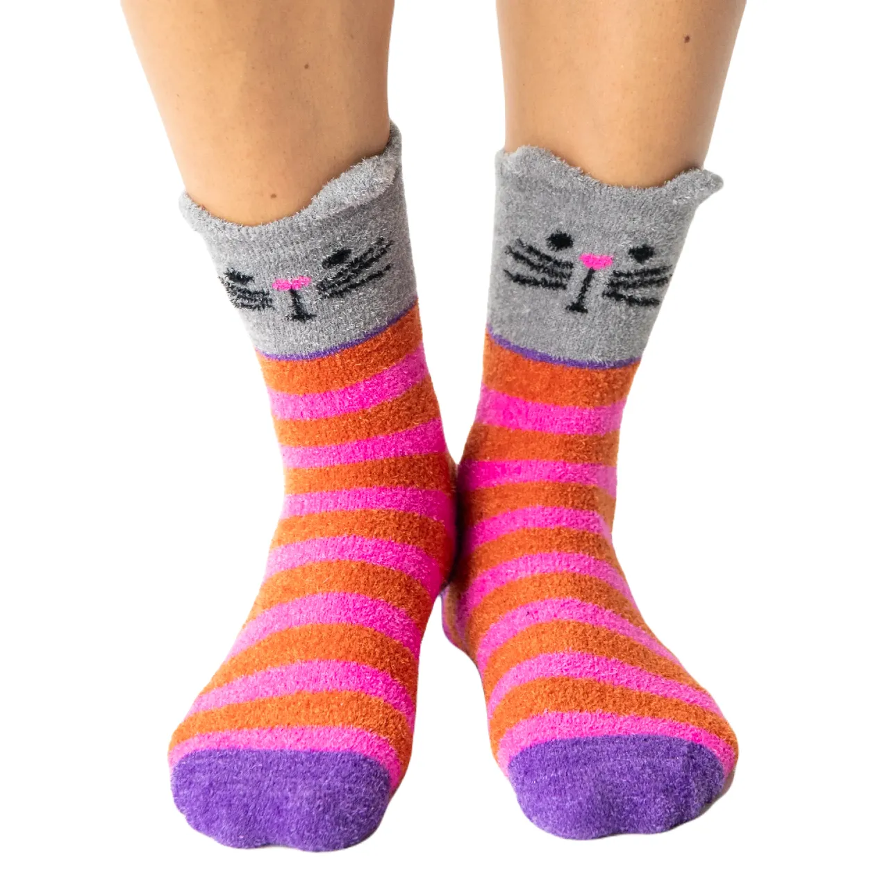 Hot Pink Cat Cozy Socks