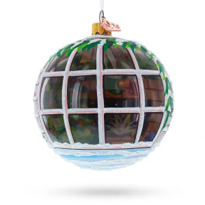 Intriguing Santa Peeking Through House Window - Hand-painted Blown Glass Ball Christmas Ornament 4 Inches