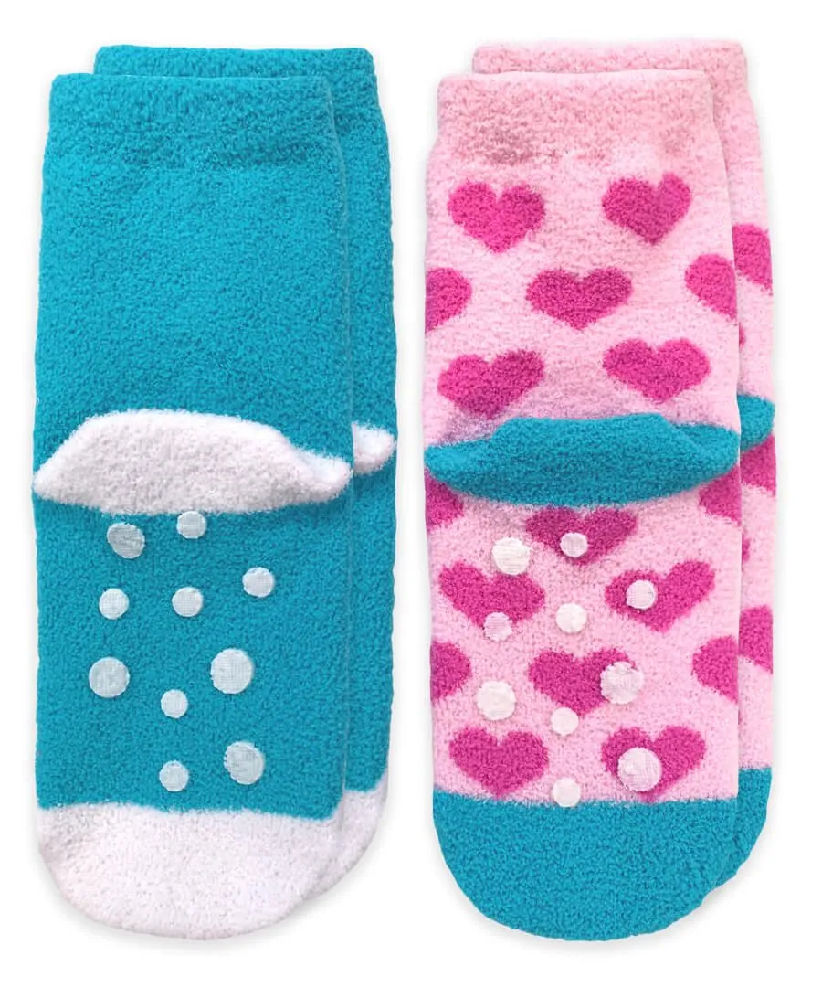 Jefferies Socks Llama and Hearts Fuzzy Non-Skid Slipper Socks