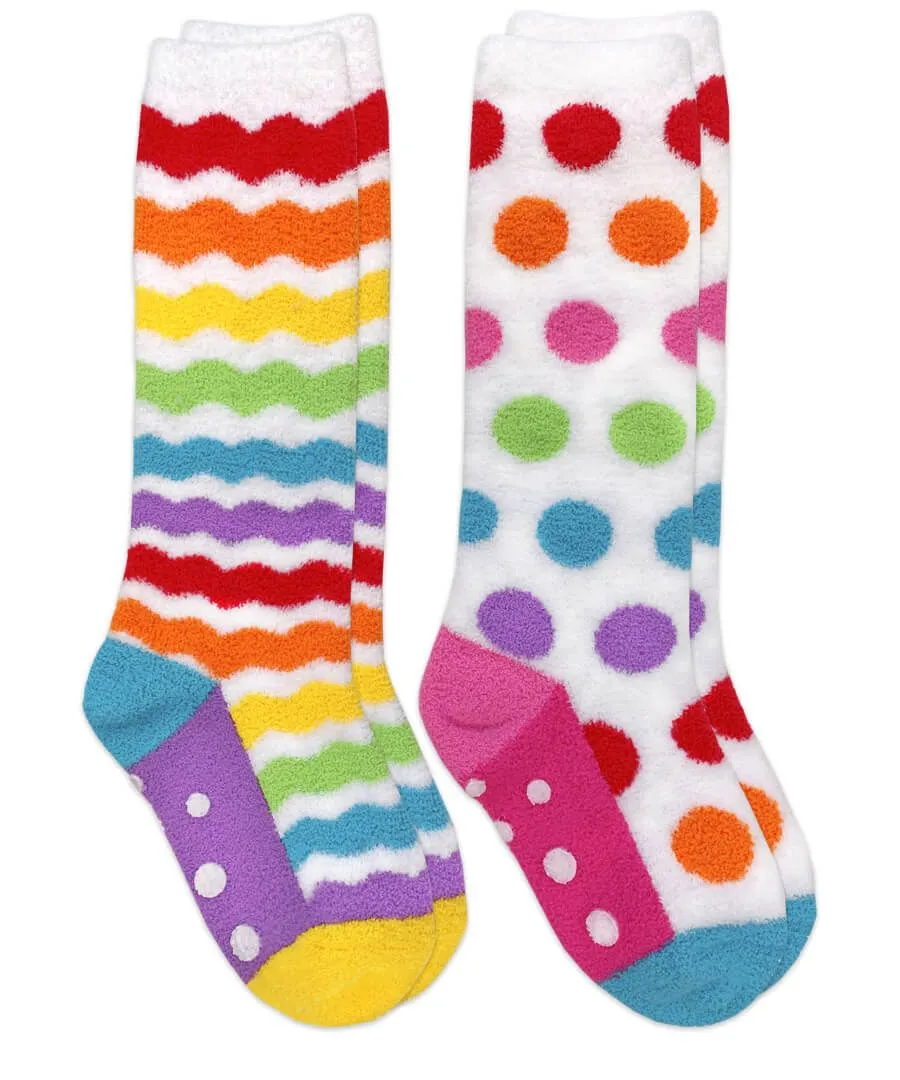 Jefferies Socks Rainbow Fuzzy Non-Skid Slipper Knee High Socks