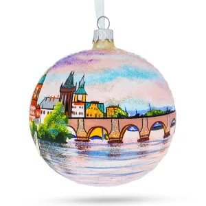 Karluv Most, Prague, Czech Republic Glass Ball Christmas Ornament 4 Inches