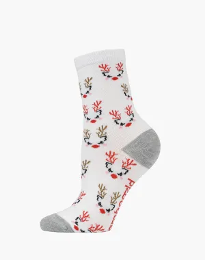 KIDS REINDEER FACES BAMBOO SOCK