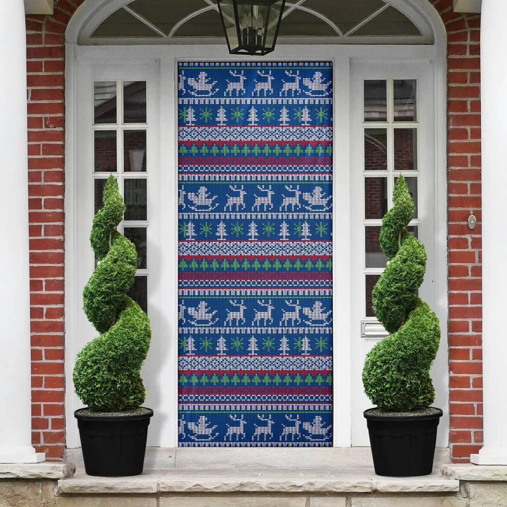 Knitted Blue Christmas Door Sock