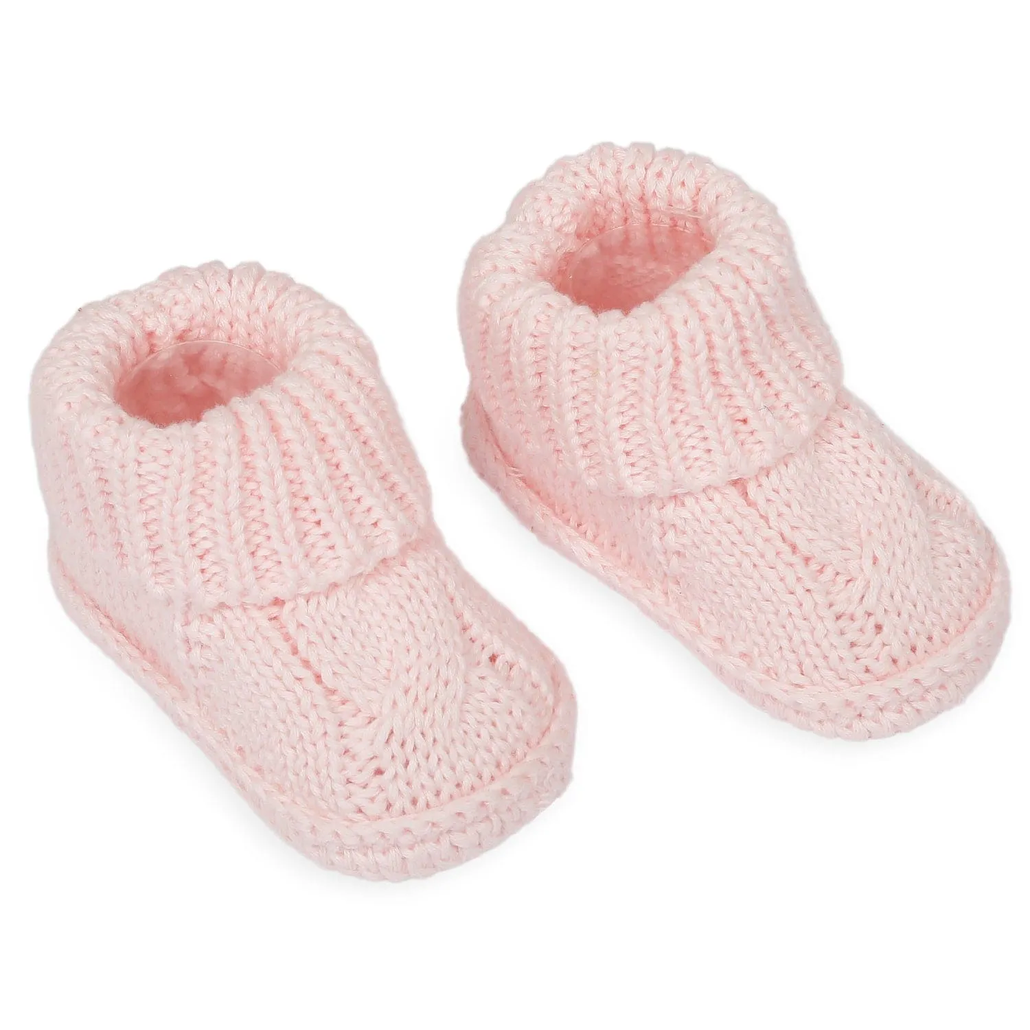 Knitted Newborn Crochet Socks Booties - Peach