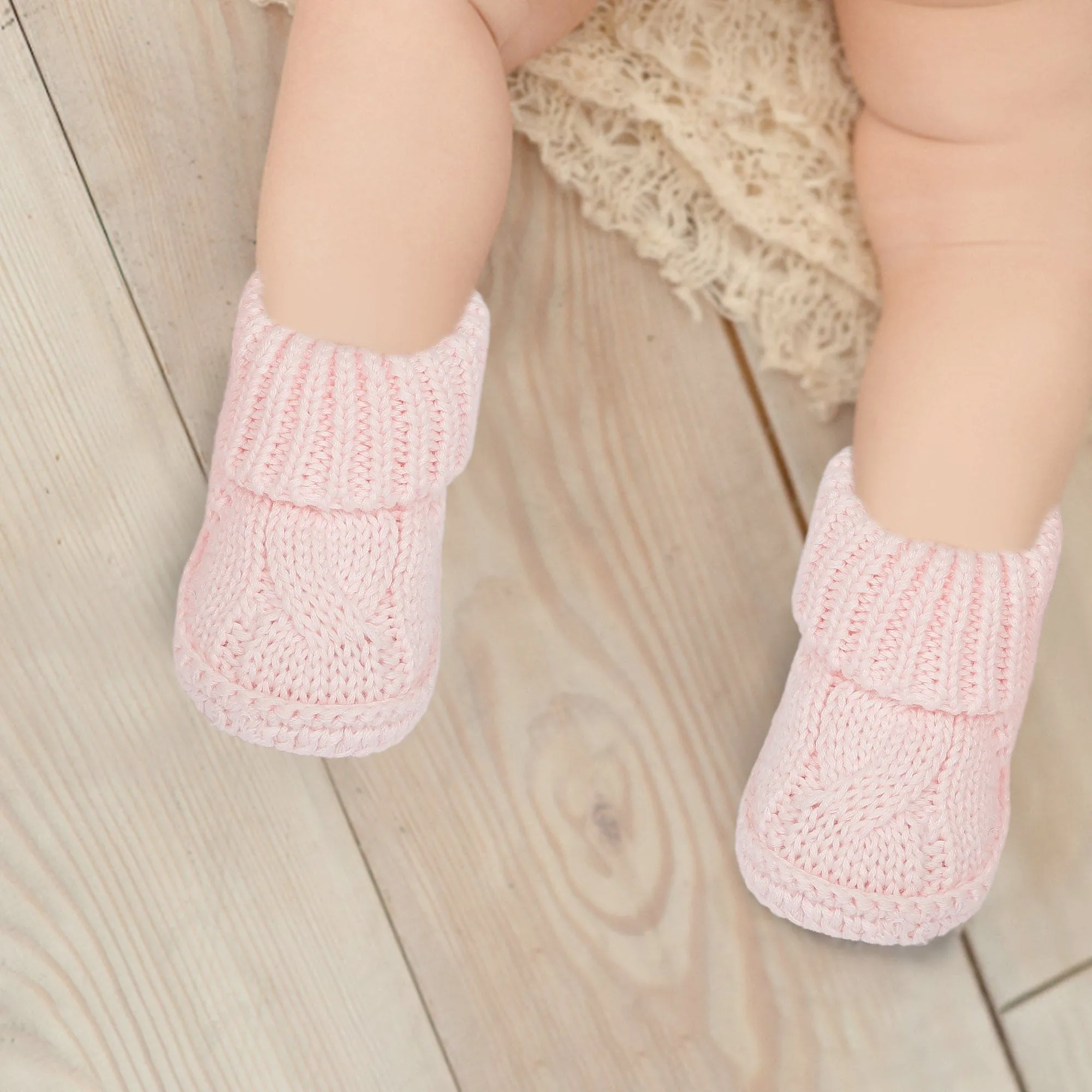 Knitted Newborn Crochet Socks Booties - Peach