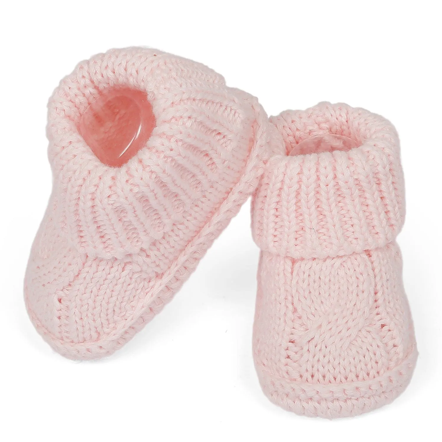 Knitted Newborn Crochet Socks Booties - Peach