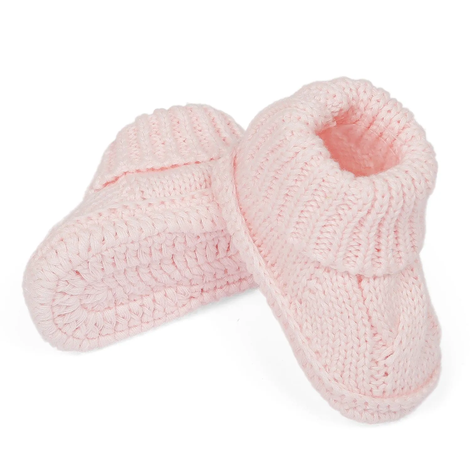 Knitted Newborn Crochet Socks Booties - Peach