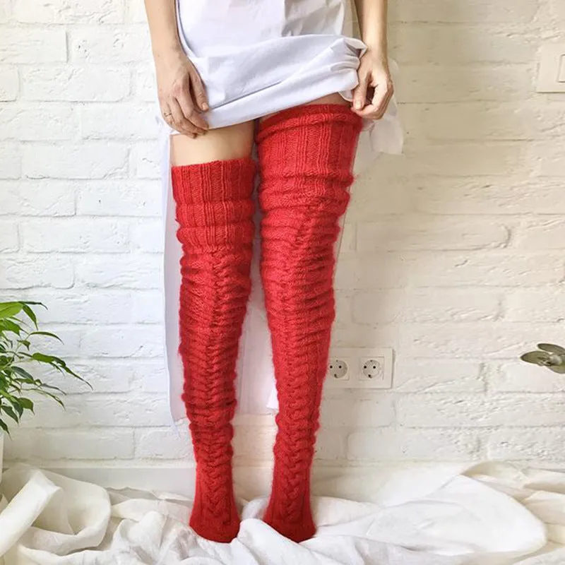 Knitted socks over the knee lengthened stockings