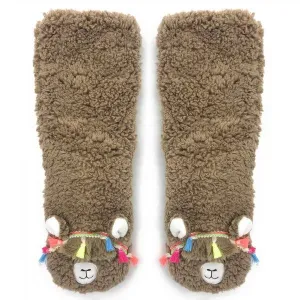 Llama Call You | Women's Funny Fluffy House Sherpa Slippers