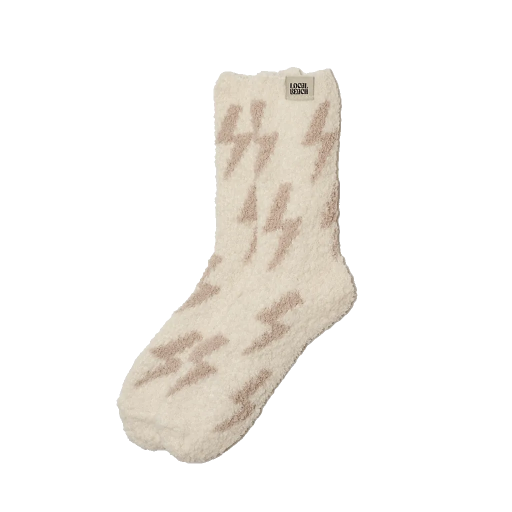 Local Beach Lightning Bolt Cozy Socks - SAND