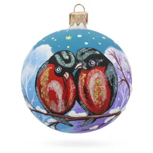 Majestic Red-breasted Black Bird Blown Glass Ball Christmas Ornament 3.25 Inches