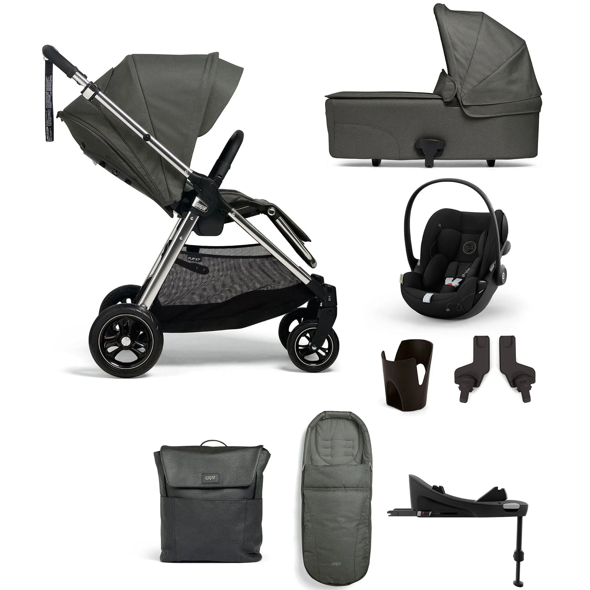 Mamas & Papas Flip XT³ 8 Piece Essentials Bundle with Car Seat in Harbour Grey