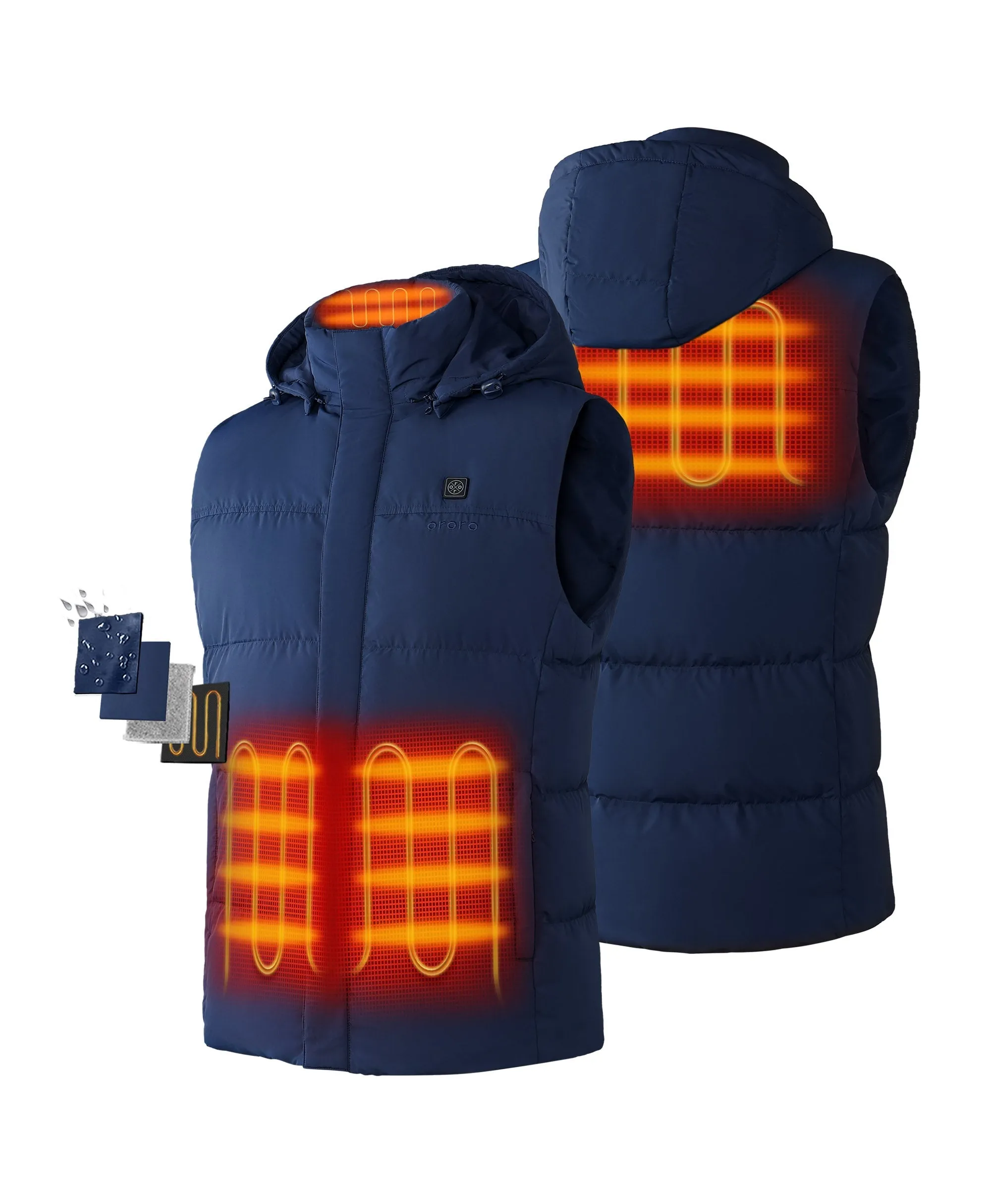 Men's Heated Down Vest - Black / Blue