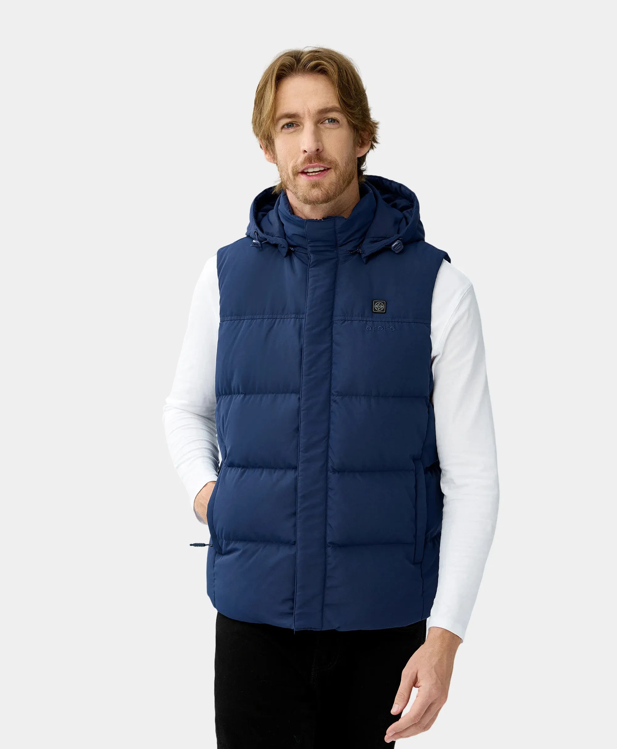 Men's Heated Down Vest - Black / Blue