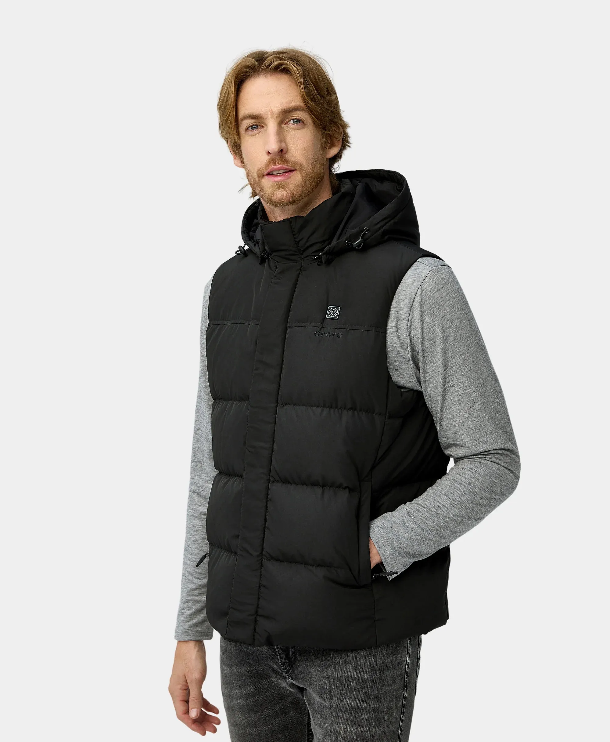 Men's Heated Down Vest - Black / Blue