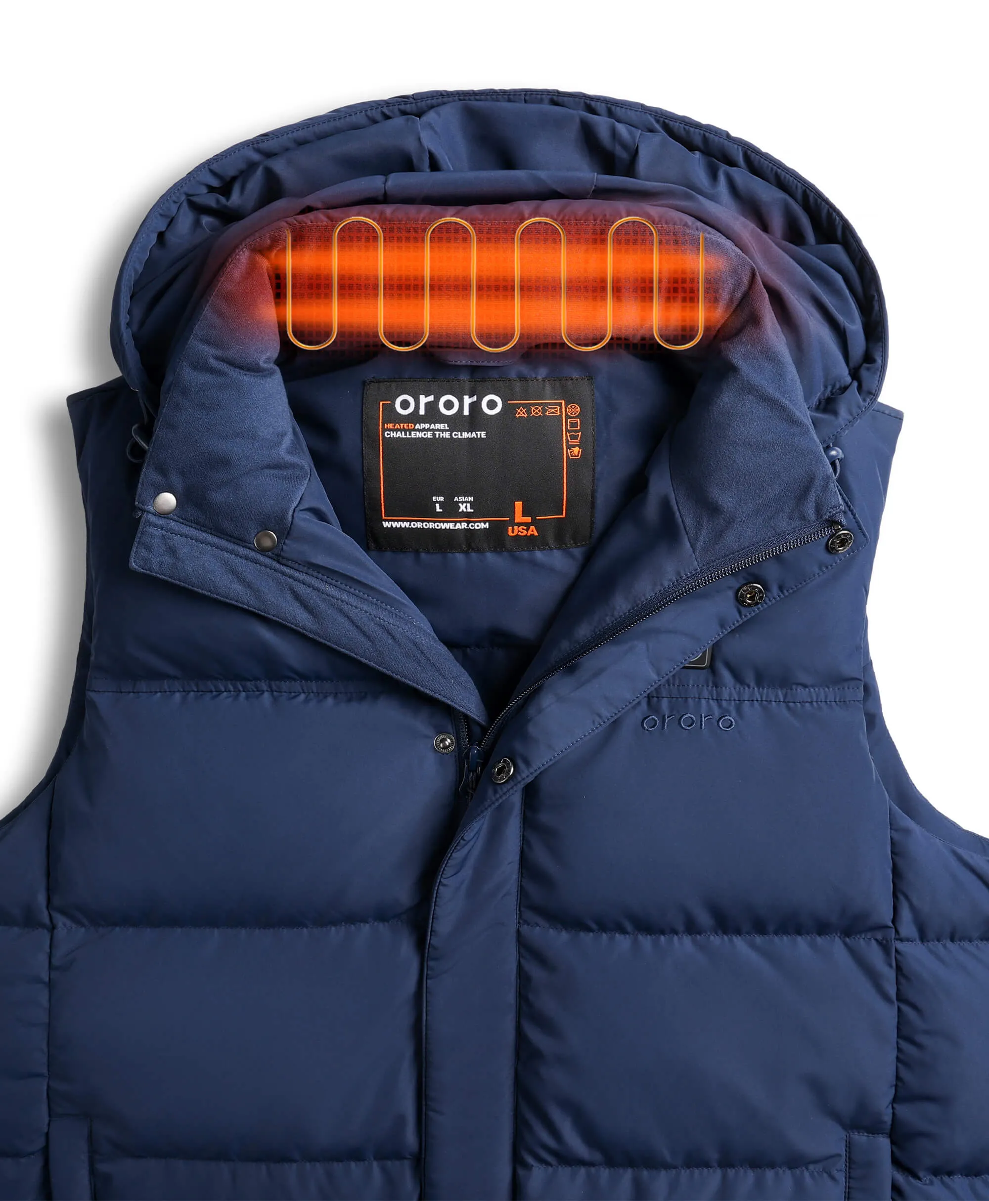 Men's Heated Down Vest - Black / Blue