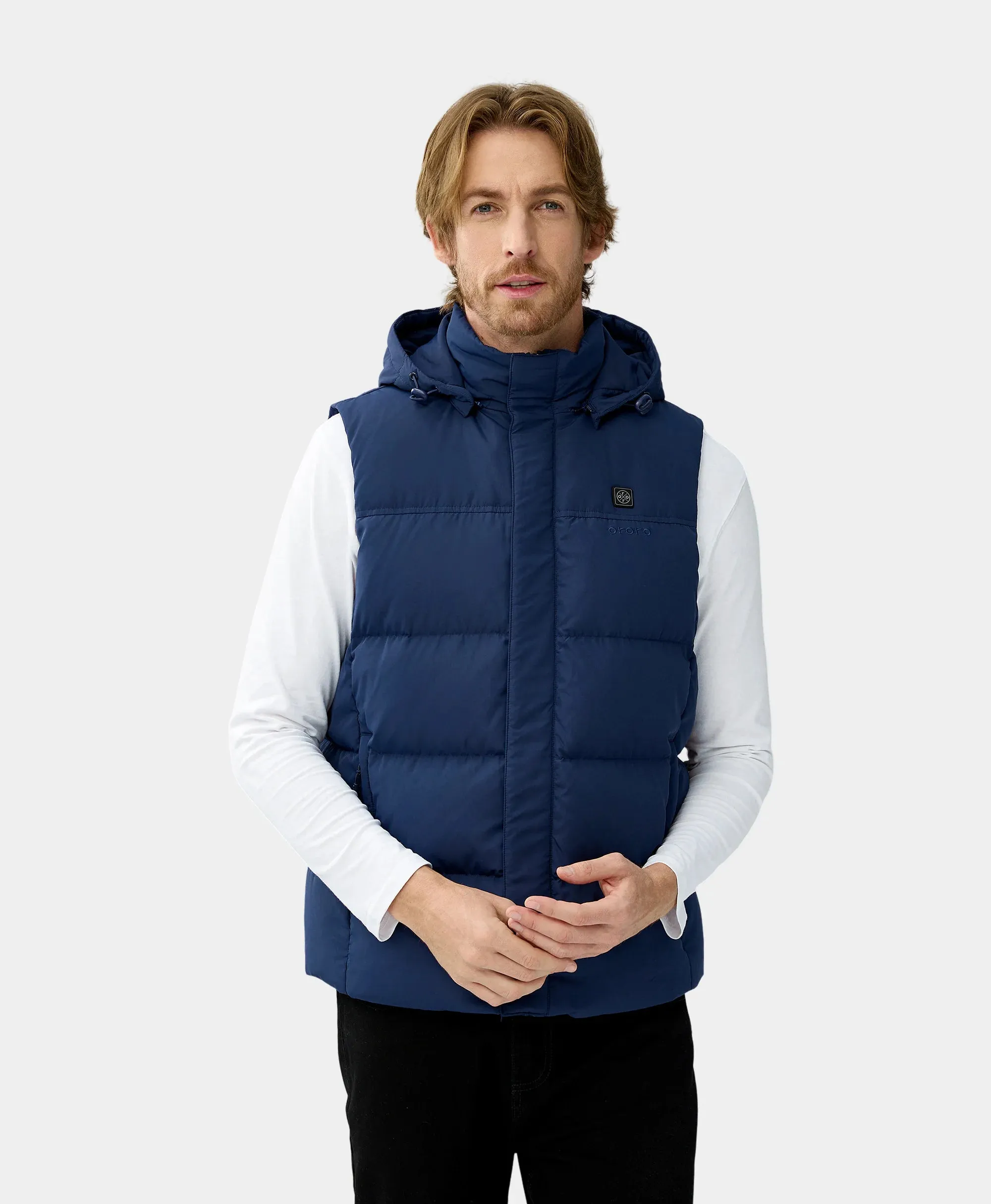 Men's Heated Down Vest - Black / Blue