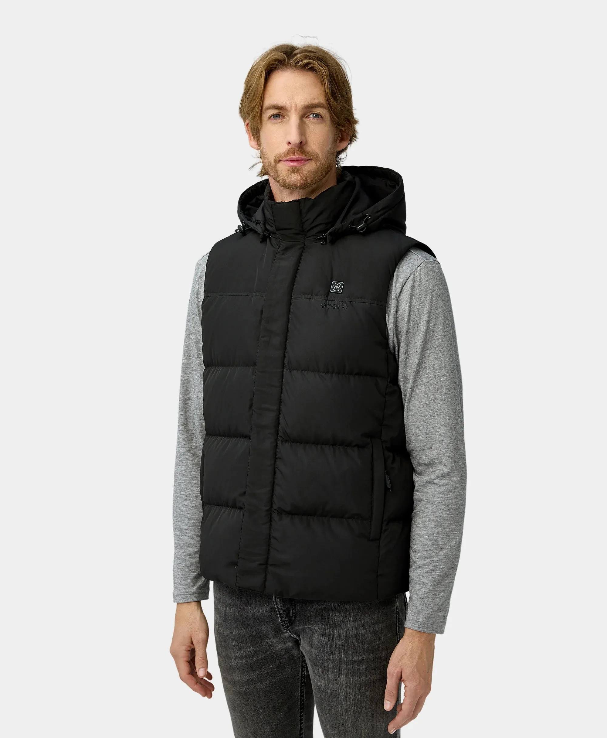 Men's Heated Down Vest - Black / Blue