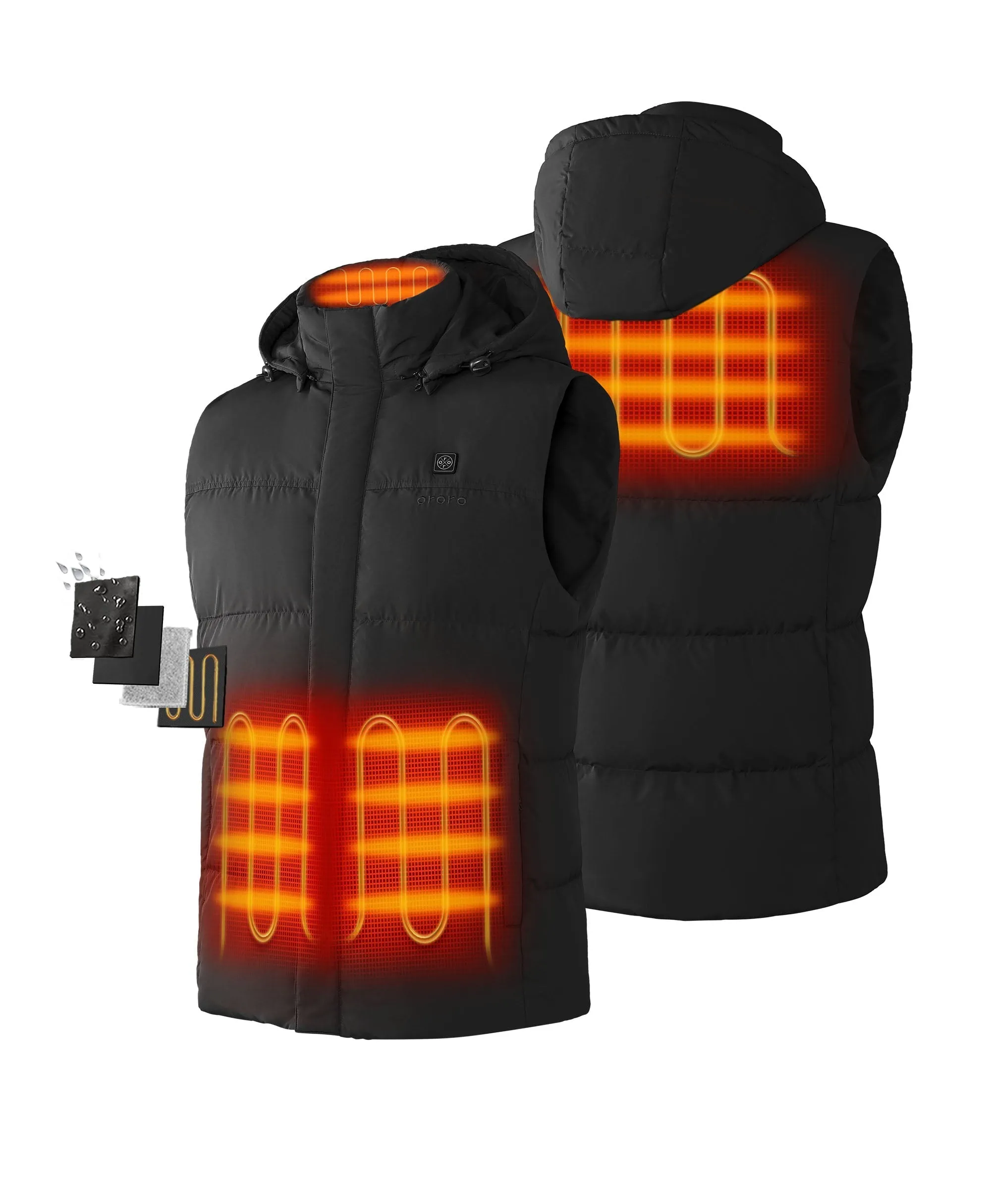 Men's Heated Down Vest - Black / Blue