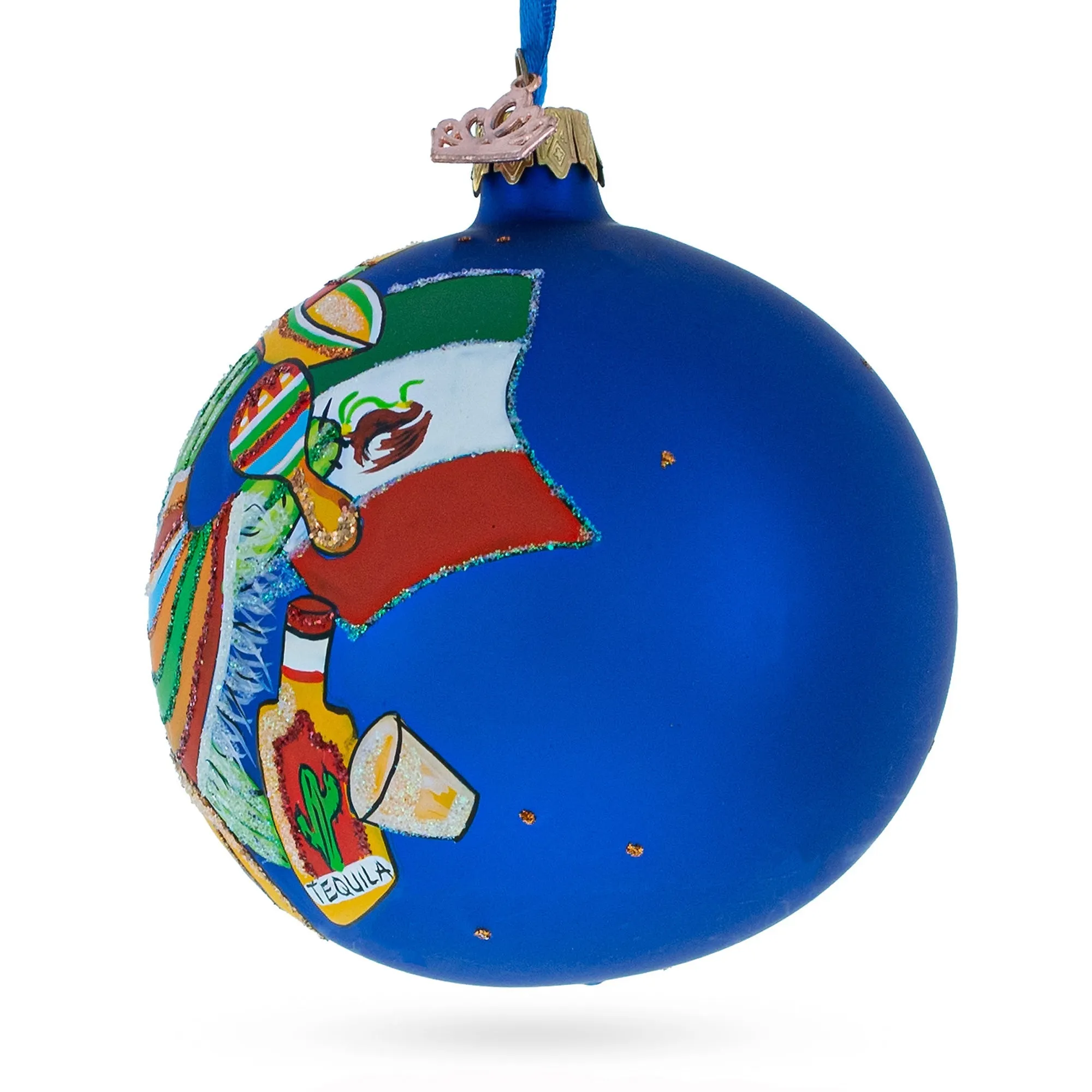 Mexico Glass Ball Christmas Ornament 4 Inches