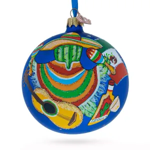 Mexico Glass Ball Christmas Ornament 4 Inches