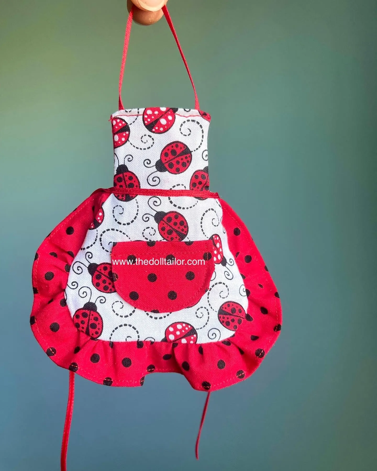 Miniature apron for dolls 1/6 scale ladybug apron