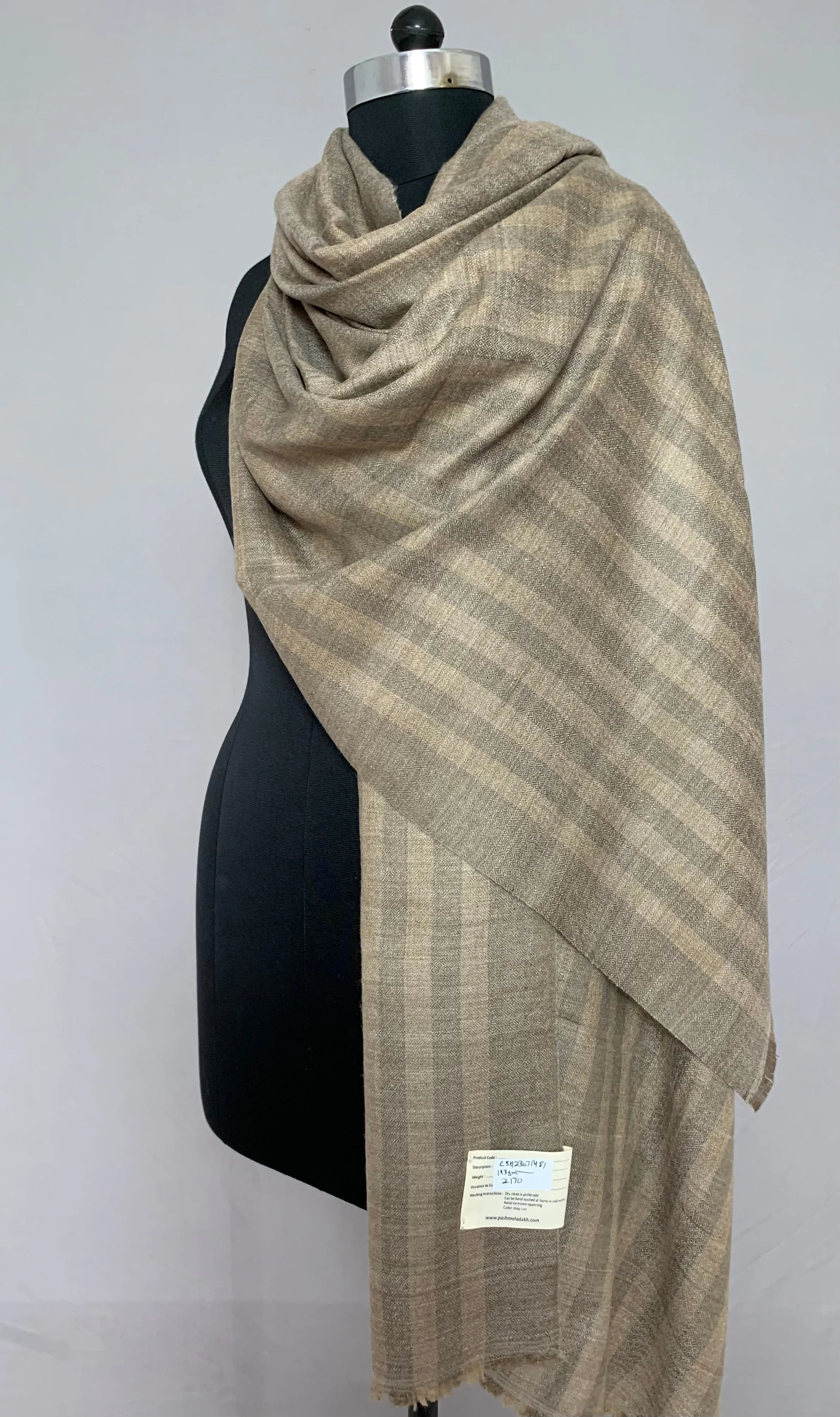 Mix & Strips Fossil Grey Cashmere Shawl