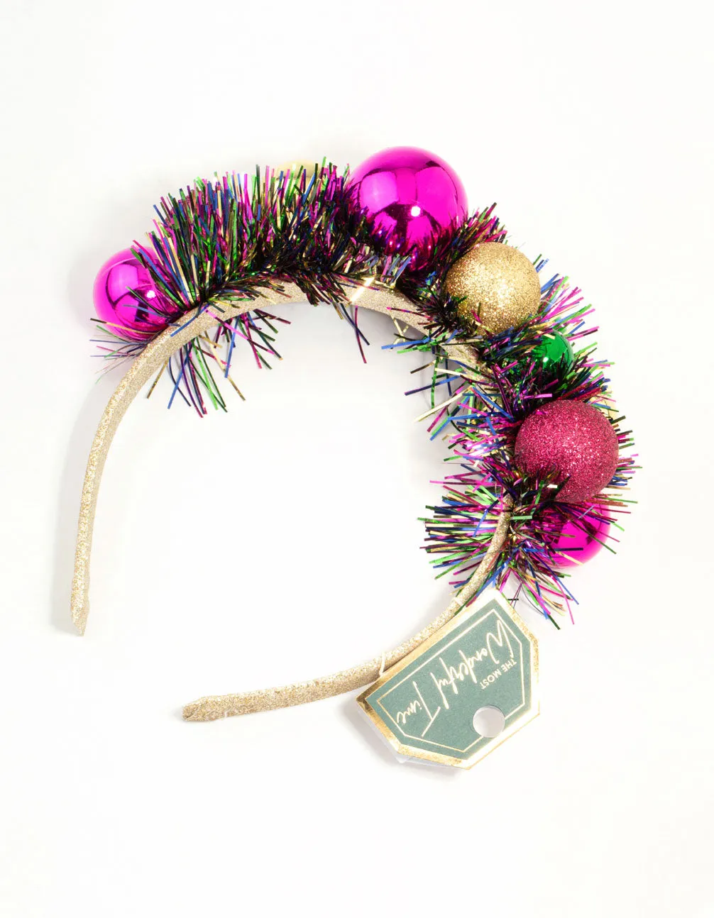 Multicoloured Xmas Bauble Tinsel Headband