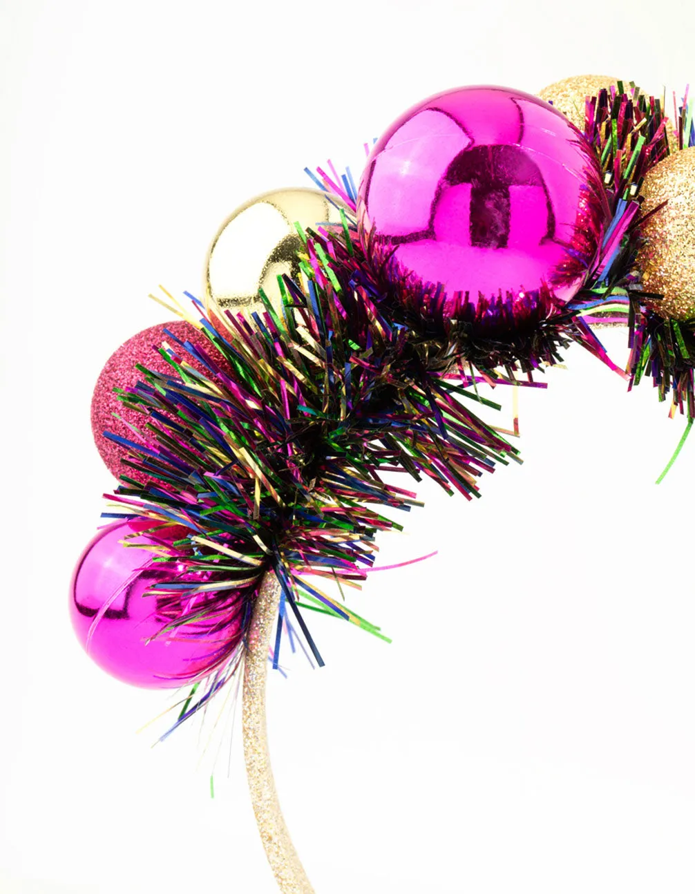 Multicoloured Xmas Bauble Tinsel Headband