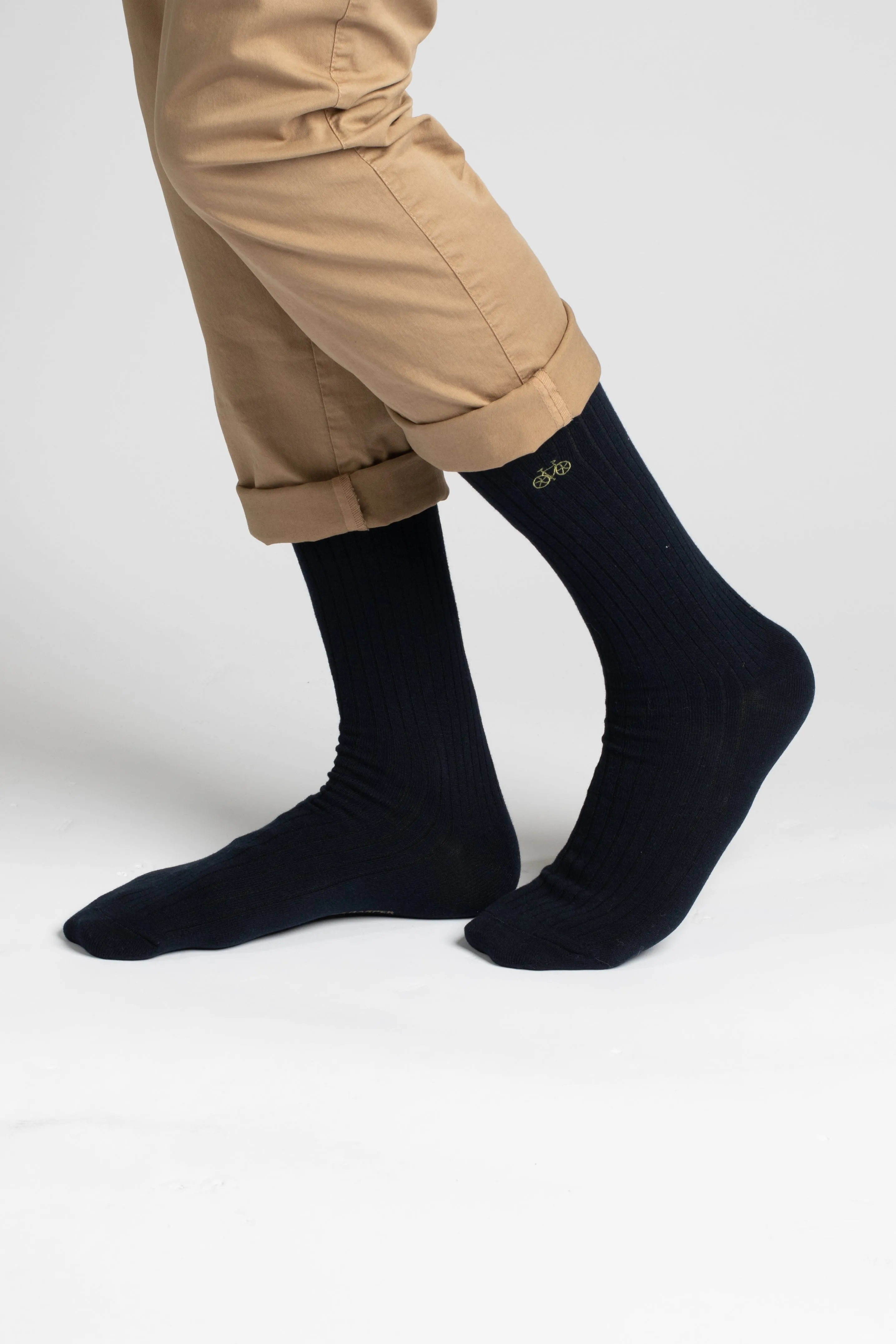 Navy Rib Socks