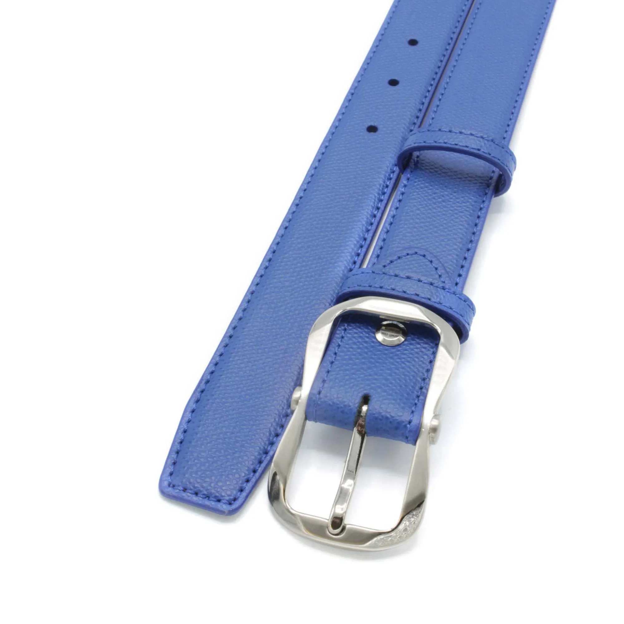 Novak Narrow Electric Blue Saffiano Frame Belt