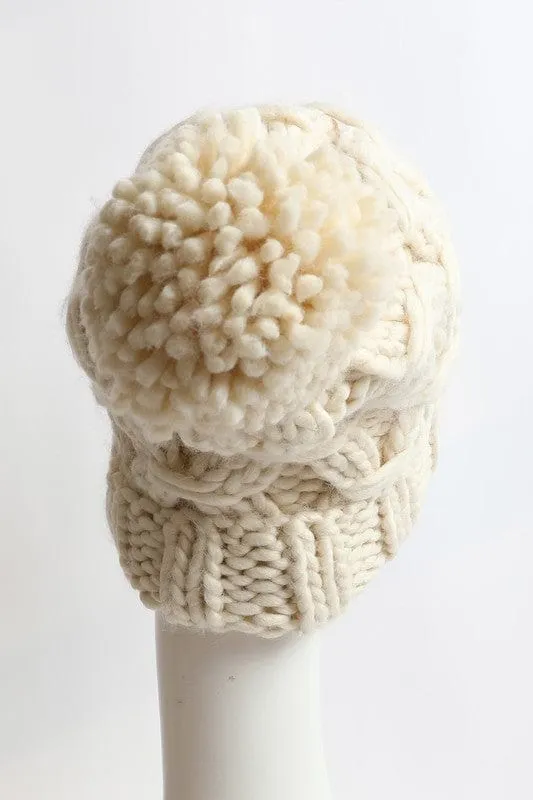 Oversized Chunky Knit Pom Beanie *Online Only*