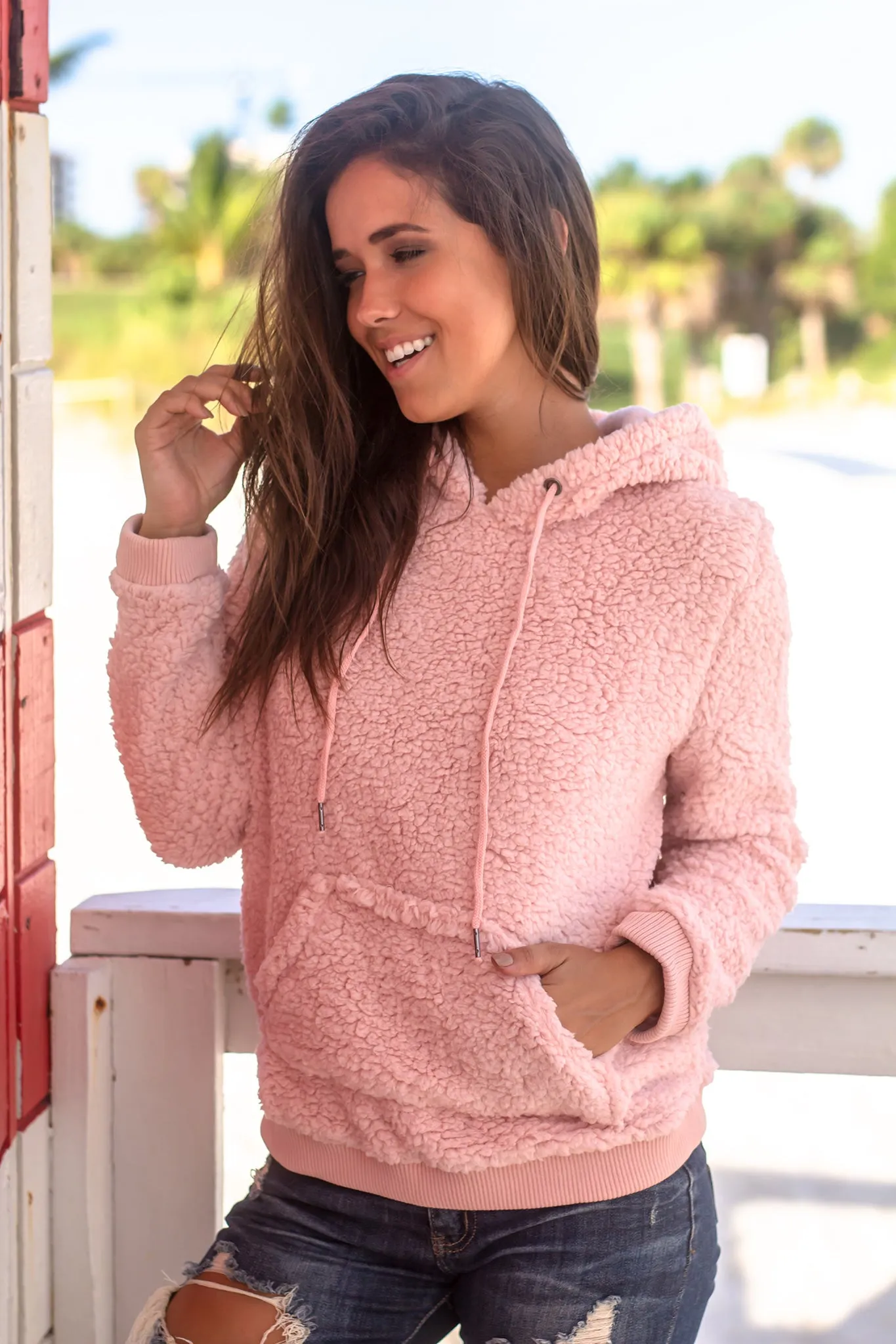 Pink Fuzzy Pullover Sweater