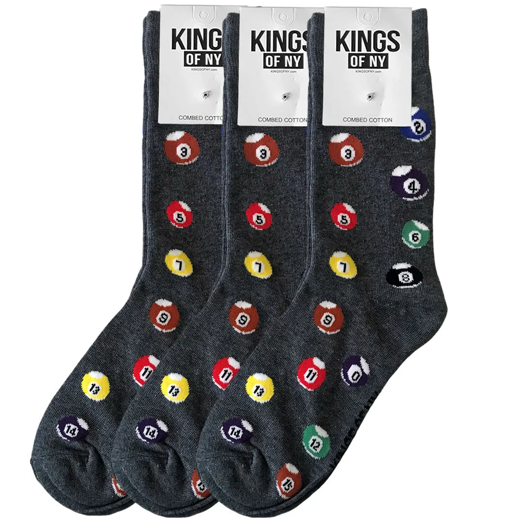 Pool Table Billiard Balls Casual Black Cotton Socks