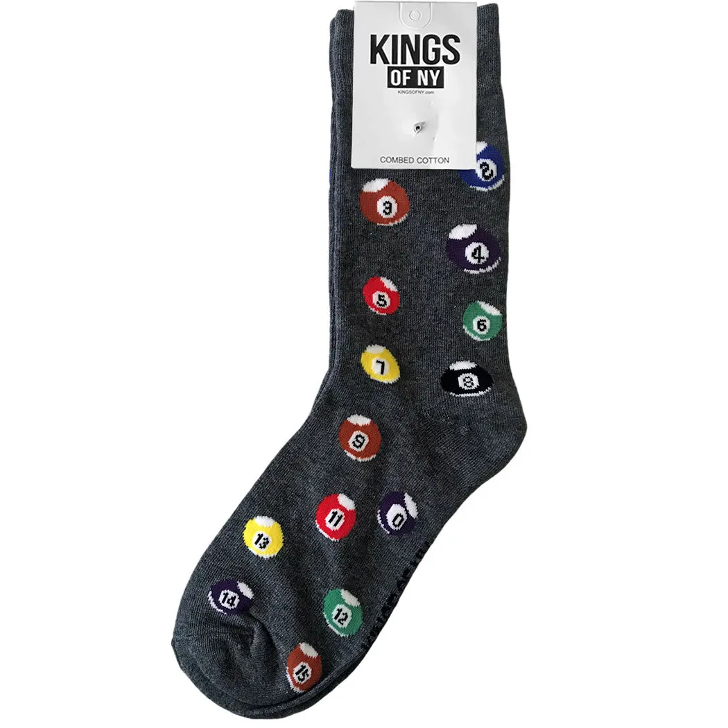 Pool Table Billiard Balls Casual Black Cotton Socks