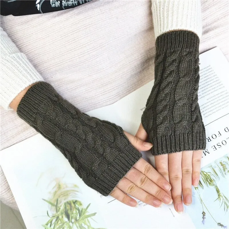 Pretty Stylish Knitted Hand Warmer Fingerless Winter Gloves